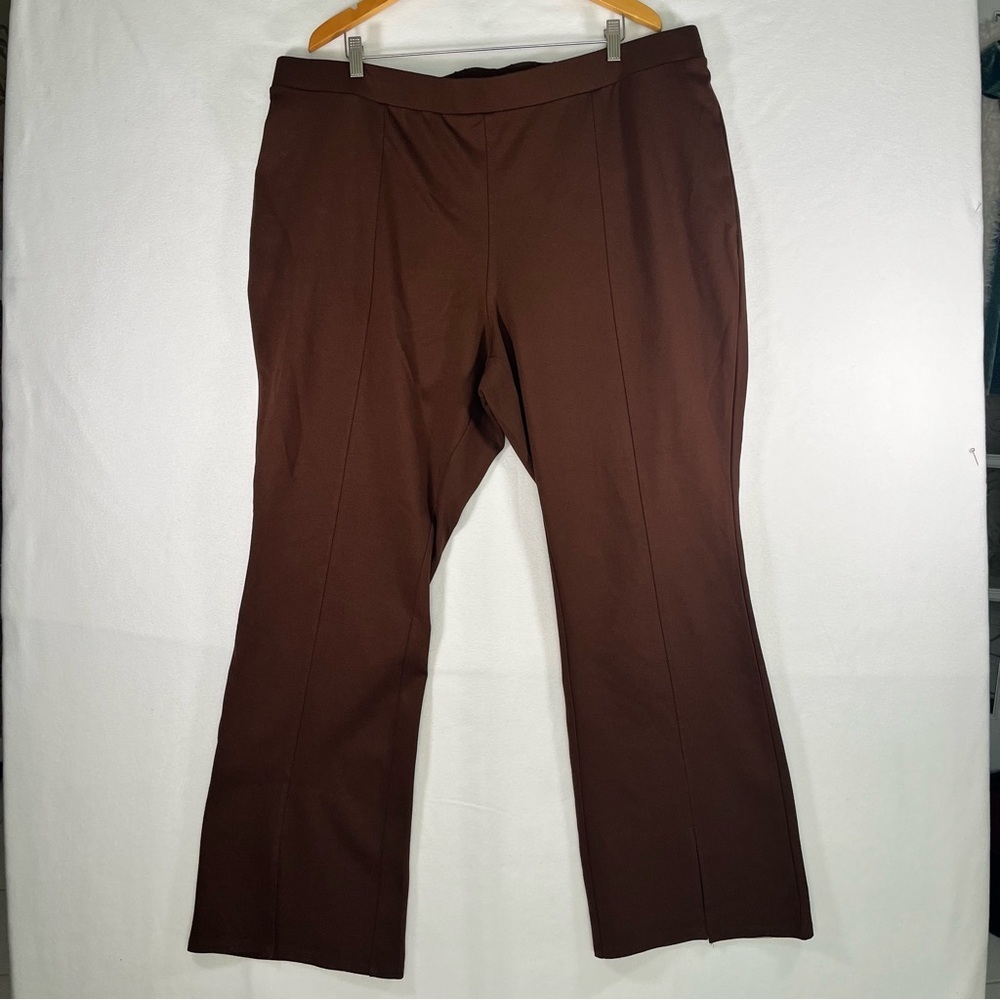 NWOT Ava & Viv Pants Boot Cut  Flare Leg Slit Hem Stretch Knit Office Size 2X